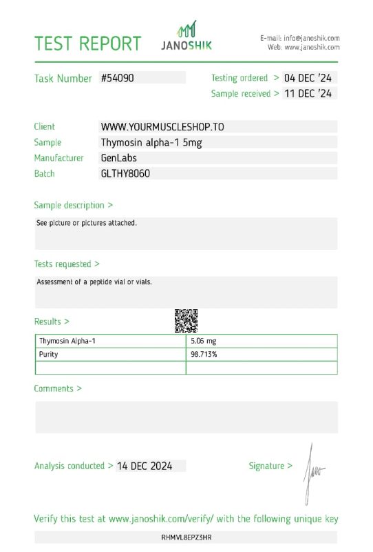 Thymosin Alpha Mg Vial With Bacteriostatic Water Genlabs