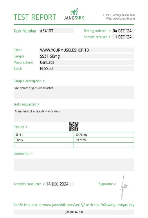 SS31 -50MG VIAL (WITH BACTERIOSTATIC WATER)– GENLABS - Image 2