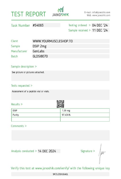 DSIP 2MG VIAL(WITH BACTERIOSTATIC WATER)– GENLABS - Image 2