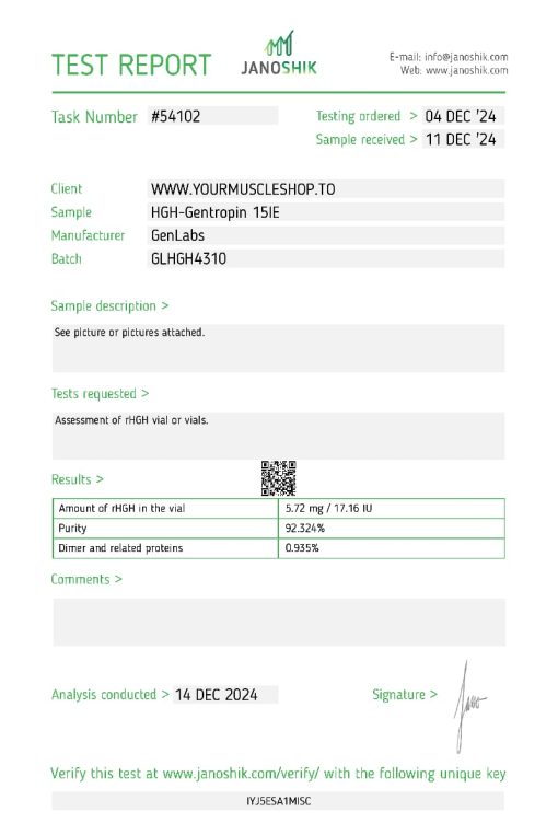 GENTROPIN (SOMATROPIN) 150IU HGH KIT– GENLABS - Image 2