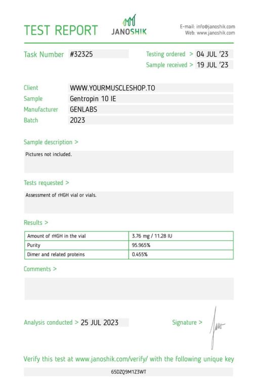 GENTROPIN (SOMATROPIN) 100IU HGH KIT– GENLABS - Image 2