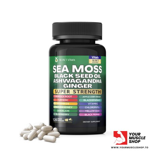 SEA MOSS BLACK SEED OIL ASHWAGANDHA GINGER ( 16 IN 1 VITALS ) – [ 120 TABLETS ] – SHILAVITALS