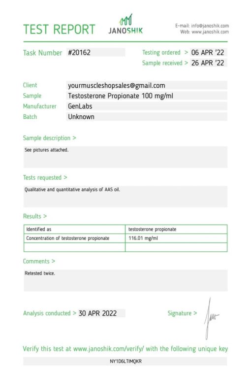 TESTOSTERONE PROPIONATE 100MG / PER ML – GENLABS - Image 2