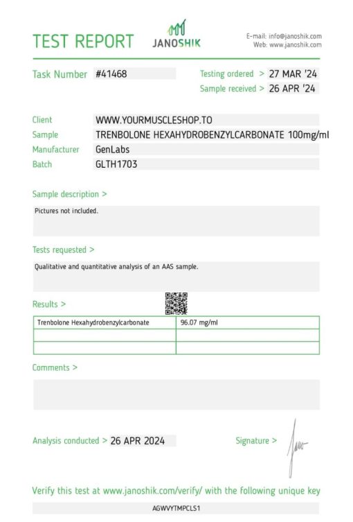 TRENBOLONE HEXAHYDROBENZYLCARBONATE (PARABOLAN) 100 MG / PER ML – GENLABS - Image 2