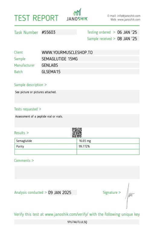 SEMAGLUTIDE (OZEMPIC)– 15MG VIAL (WITH BACTERIOSTATIC WATER) – GENLABS - Image 2