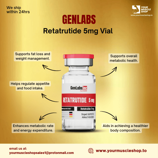 RETATRUTIDE 5MG VIAL (WITH BACTERIOSTATIC WATER)– GENLABS - Image 2