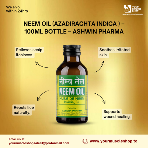 NEEM OIL (AZADIRACHTA INDICA ) - 100ML BOTTLE - ASHWIN PHARMA - Image 2