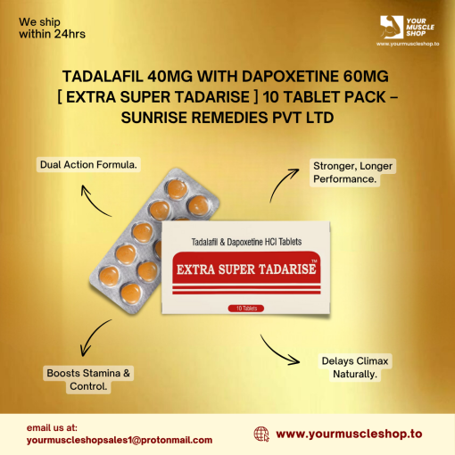 TADALAFIL 40MG WITH DAPOXETINE 60MG [ EXTRA SUPER TADARISE ] 10 TABLET PACK - SUNRISE REMEDIES PVT LTD - Image 3