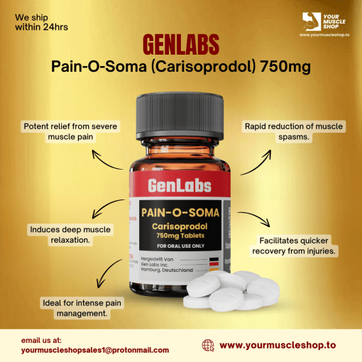 PAIN-O-SOMA (CARISOPRODOL) 750MG / PER TAB – 20 TABLETS – GENLABS - Image 3