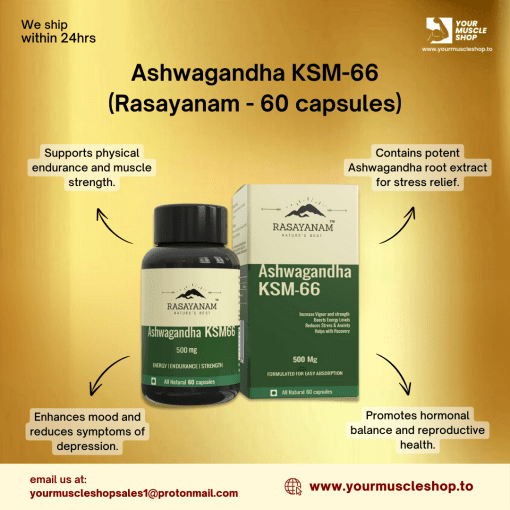 ASHWAGANDHA KSM-66 - ASHWAGANDHA ROOT EXTRACT - (500MG / PER TAB) - [60 CAPSULES]  - RASAYANAM - Image 2