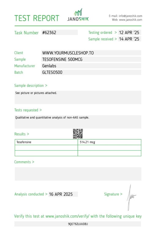 TESOFENSINE 500MCG / PER TAB – 100 TABLETS – GENLABS - Image 3