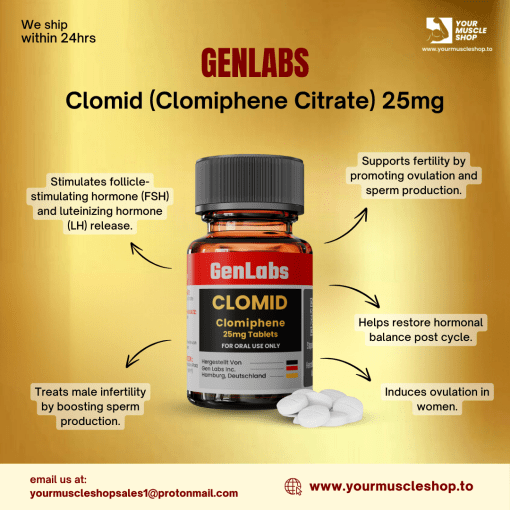 CLOMID (CLOMIPHENE CITRATE) 25MG / PER TAB – 200 TABLETS - GENLABS - Image 3