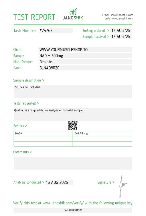 NAD + 500MG (NICOTINAMIDE ADENINE DINUCLEOTIDE) VIAL – GENLABS - Image 3