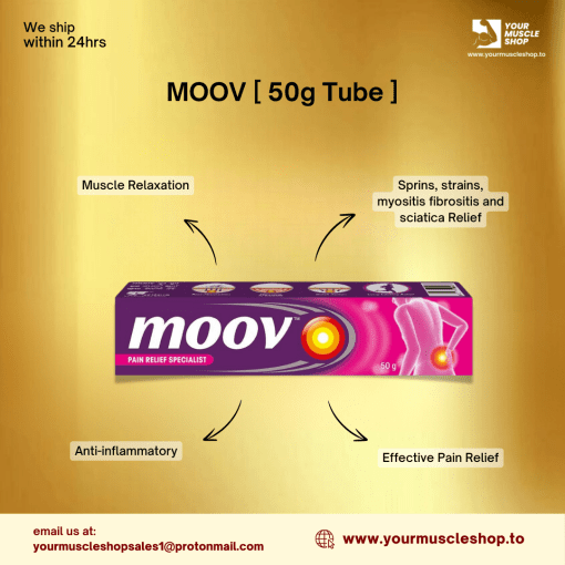 MOOV ( BACK, JOINT  PAINS, INFLAMMATION, SPARINS, STRAINS, MYOSITIS, FIBROSITIS AND SCIATICA RELIEF SPECIALIST ) [ 50G TUBE ] - RECKITT BENCKISER - Image 2