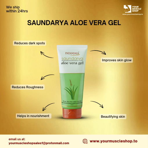 SAUNDARYA ALOE VERA GEL ( PIMPLES, WRINKLES  & GLOWING FAIR SKIN )  [ FACE WASH ] 150 ML - PATANJALI - Image 2