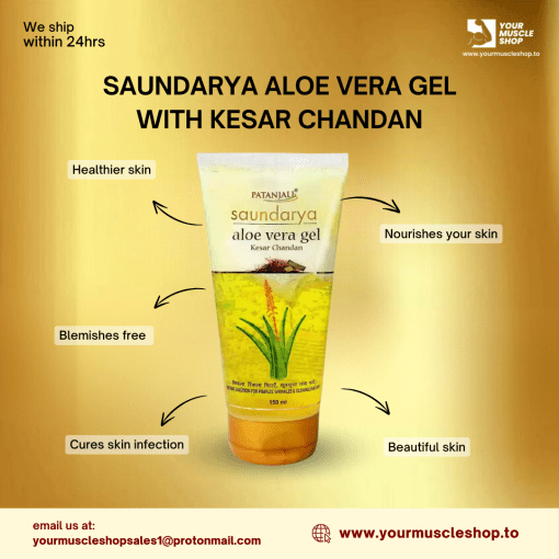 SAUNDARYA ALOE VERA GEL WITH KESAR CHANDAN ( FOR PIMPLES, WRINKLES & GLOWING FAIR SKIN ) [ FACE WASH ] 150 ML – PATANJALI - Image 2