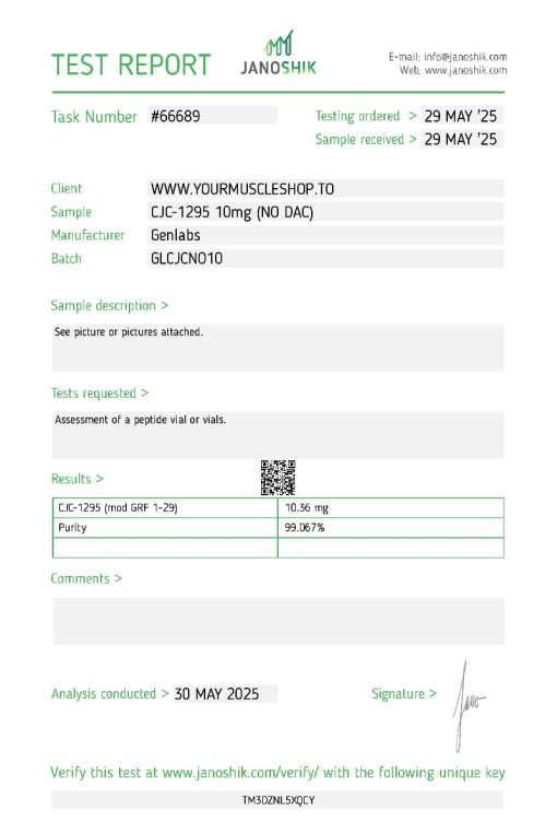 CJC-1295 – 10MG ( NO DAC ) VIAL – GENLABS - Image 3