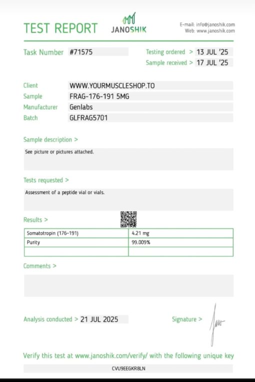 FRAG-176 – 5MG VIAL (WITH BACTERIOSTATIC WATER) – GENLABS - Image 3