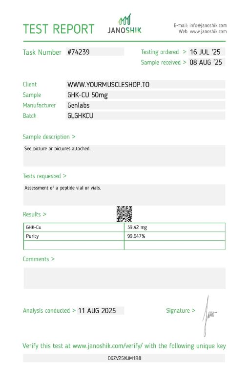 GHK-CU 50 MG VIAL (WITH BACTERIOSTATIC WATER) – GENLABS - Image 3