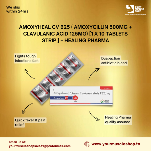 AMOXYHEAL CV 625 ( AMOXYCILLIN 500MG + CLAVULANIC ACID 125MG) [1 X 10 TABLETS STRIP ] - HEALING PHARMA - Image 3