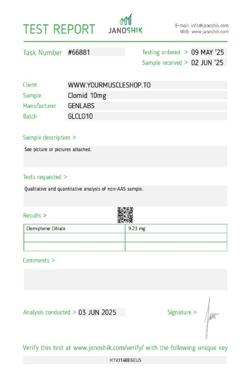 CLOMID (CLOMIPHENE CITRATE) 10MG / PER TAB – 200 TABLETS - GENLABS - Image 2